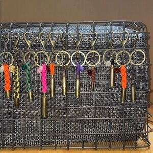 EACH Bag charms, key chains, and zipper pulls with Brass Accents